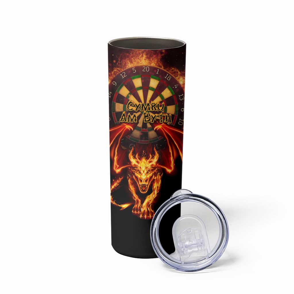Cymru Am Byth Wales Darts Skinny Tumbler Go Welsh Flame Style
