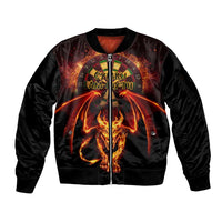Cymru Am Byth Wales Darts Sleeve Zip Bomber Jacket Go Welsh Flame Style