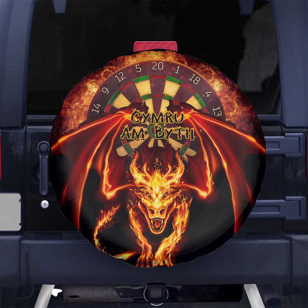 Cymru Am Byth Wales Darts Spare Tire Cover Go Welsh Flame Style