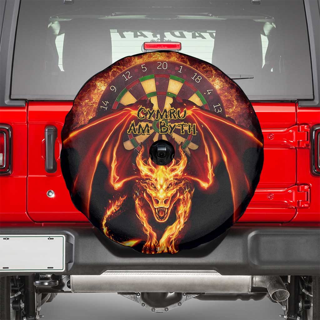 Cymru Am Byth Wales Darts Spare Tire Cover Go Welsh Flame Style