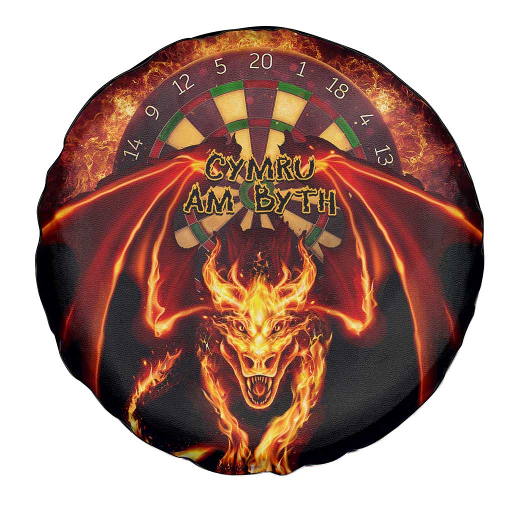 Cymru Am Byth Wales Darts Spare Tire Cover Go Welsh Flame Style