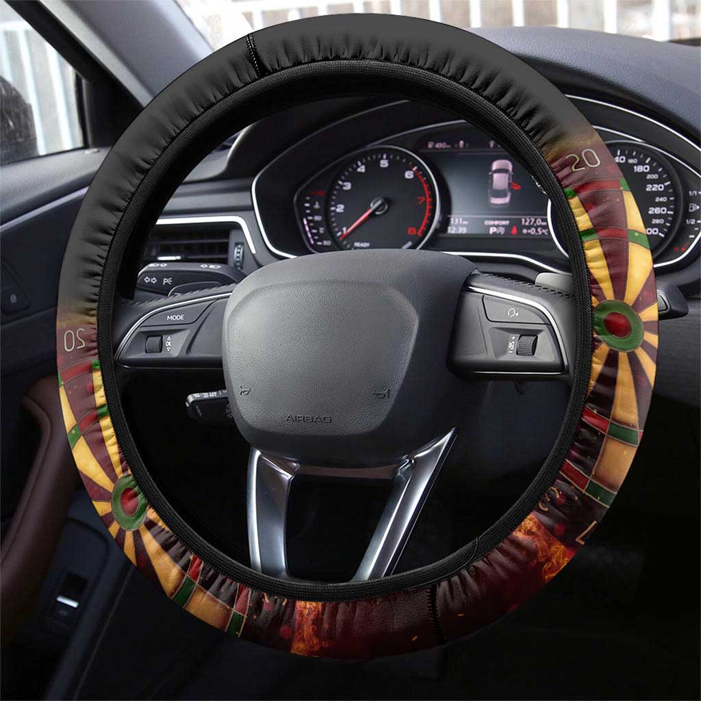 Cymru Am Byth Wales Darts Steering Wheel Cover Go Welsh Flame Style