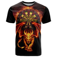 Cymru Am Byth Wales Darts T Shirt Go Welsh Flame Style