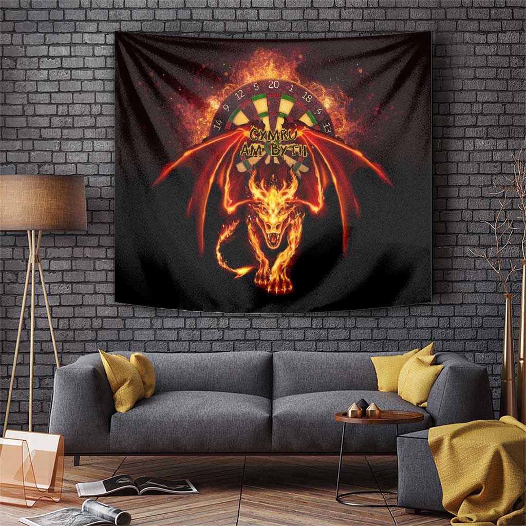 Cymru Am Byth Wales Darts Tapestry Go Welsh Flame Style