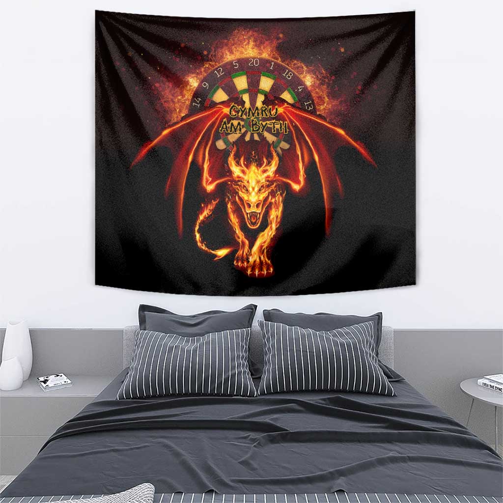 Cymru Am Byth Wales Darts Tapestry Go Welsh Flame Style