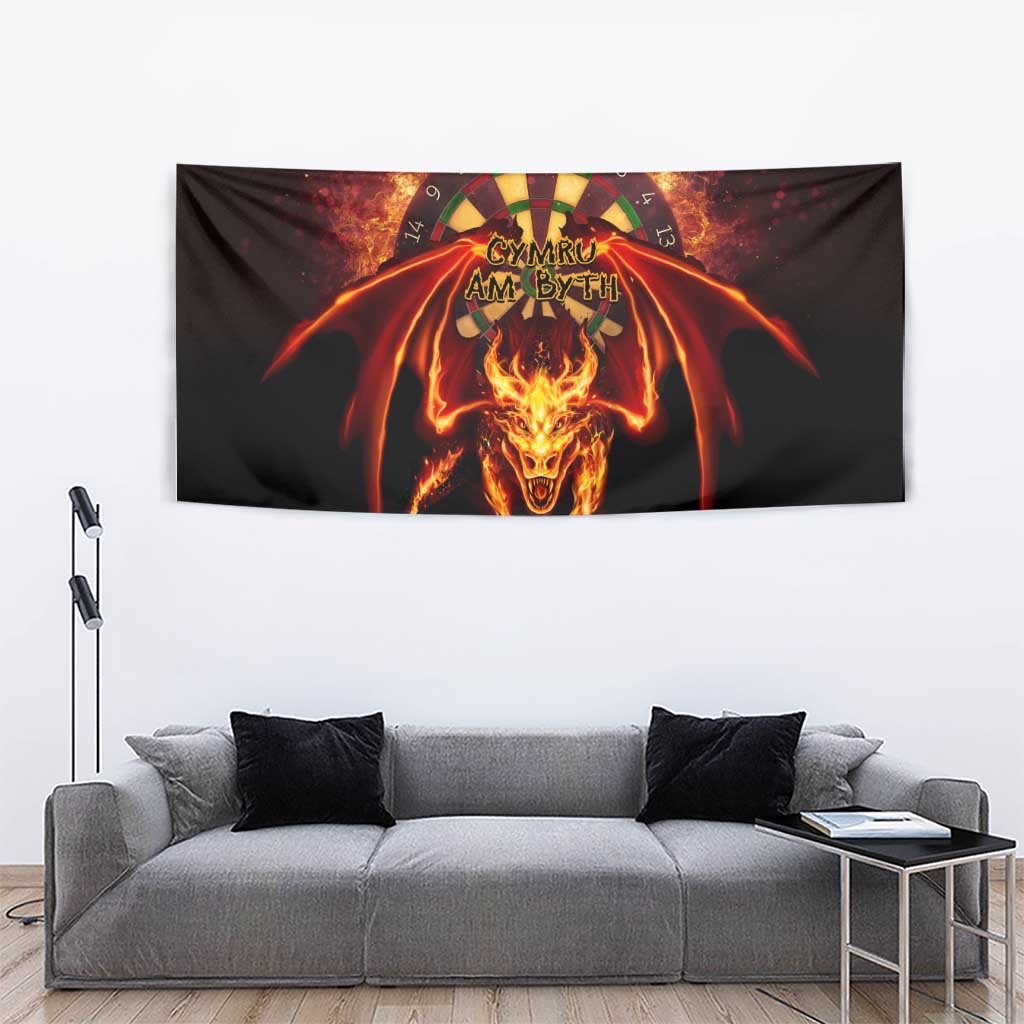 Cymru Am Byth Wales Darts Tapestry Go Welsh Flame Style