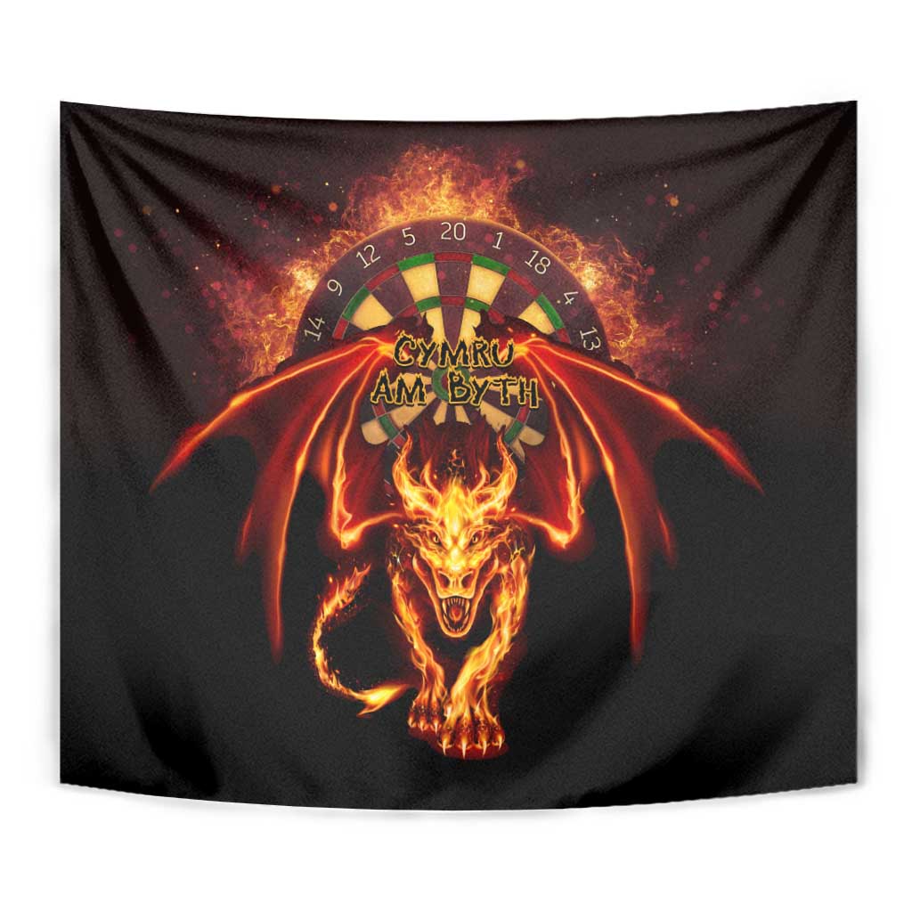 Cymru Am Byth Wales Darts Tapestry Go Welsh Flame Style
