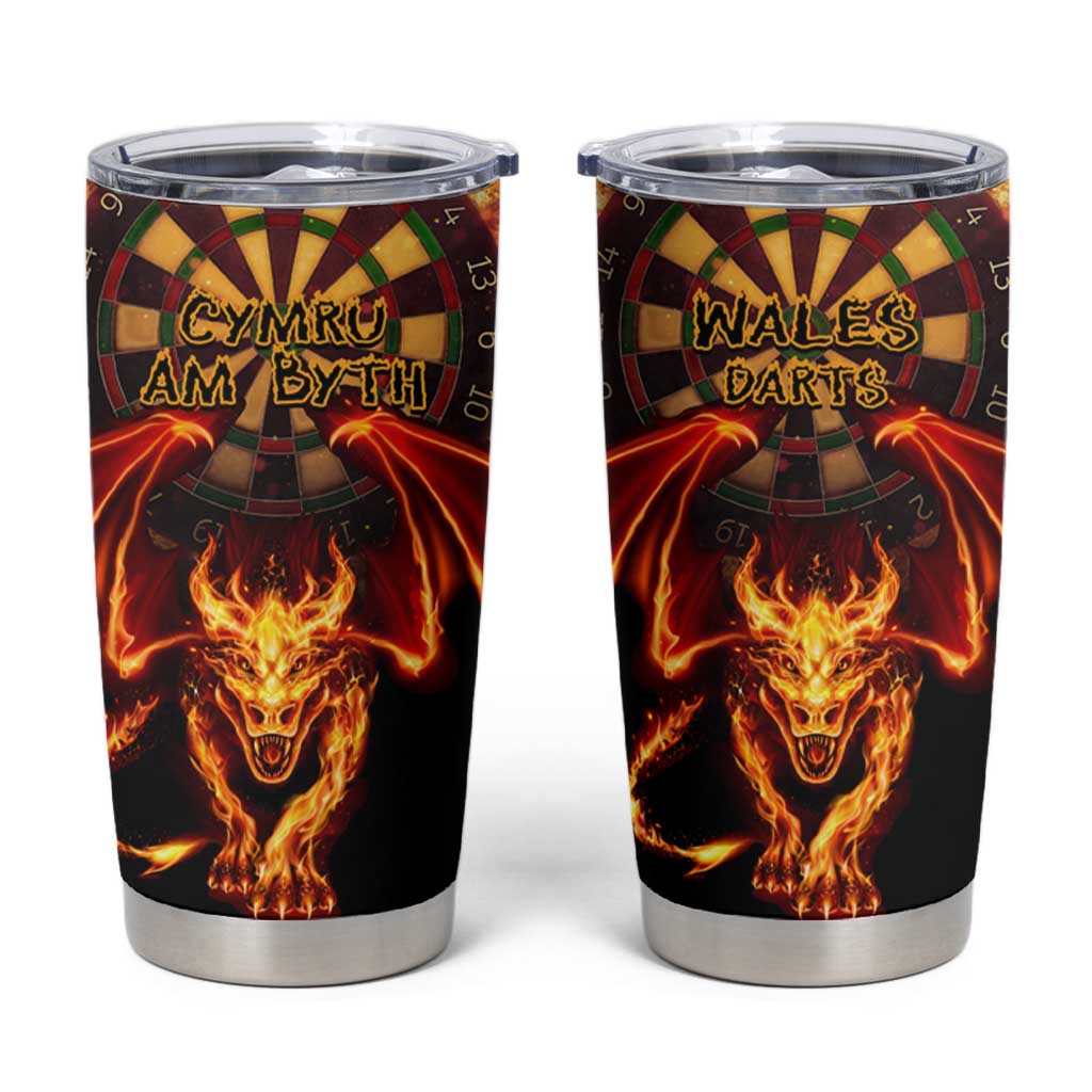 Cymru Am Byth Wales Darts Tumbler Cup Go Welsh Flame Style
