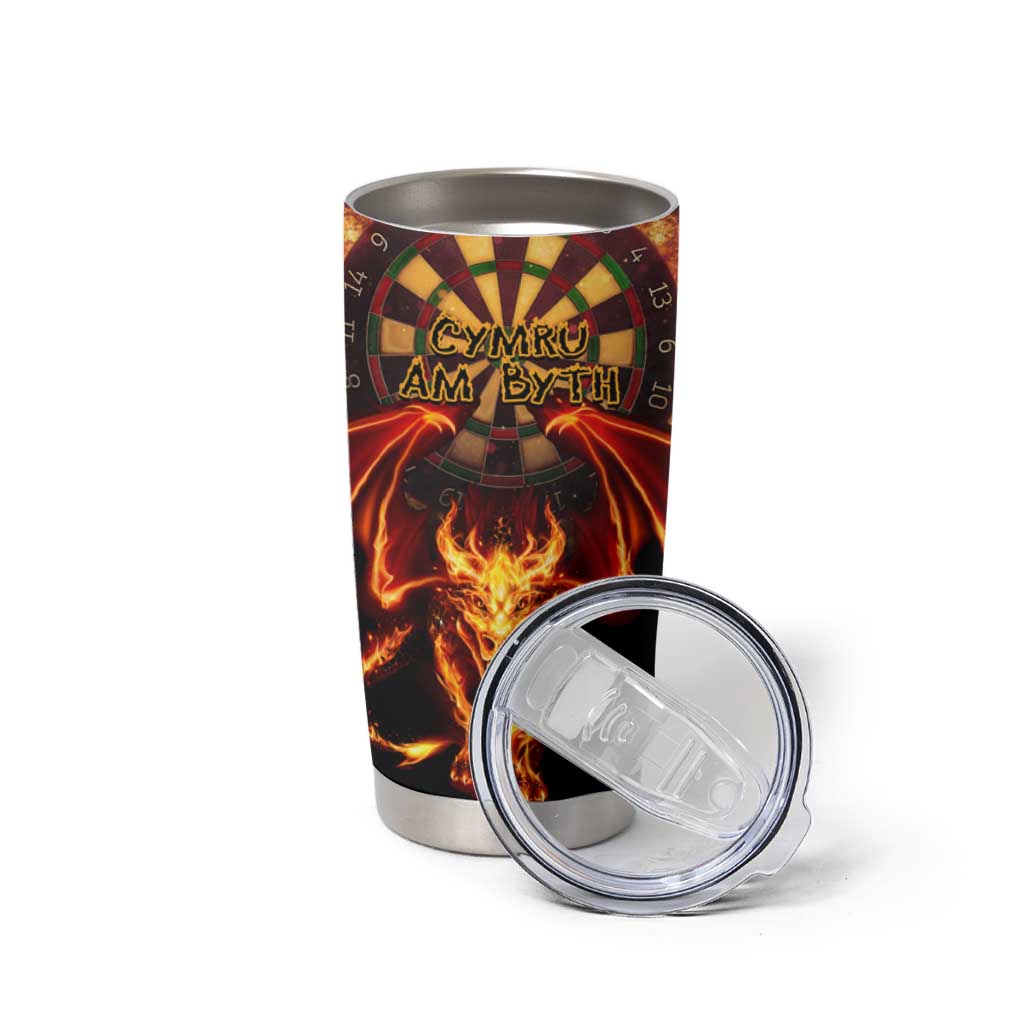 Cymru Am Byth Wales Darts Tumbler Cup Go Welsh Flame Style
