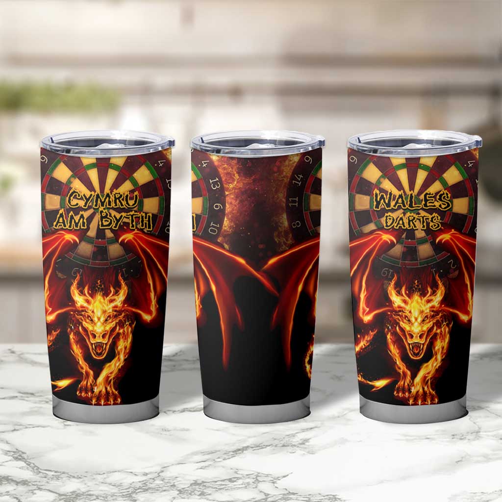 Cymru Am Byth Wales Darts Tumbler Cup Go Welsh Flame Style