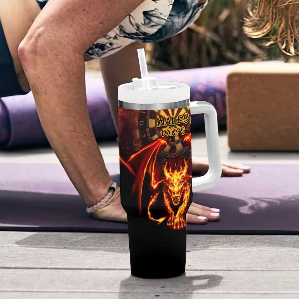 Cymru Am Byth Wales Darts Tumbler With Handle Go Welsh Flame Style