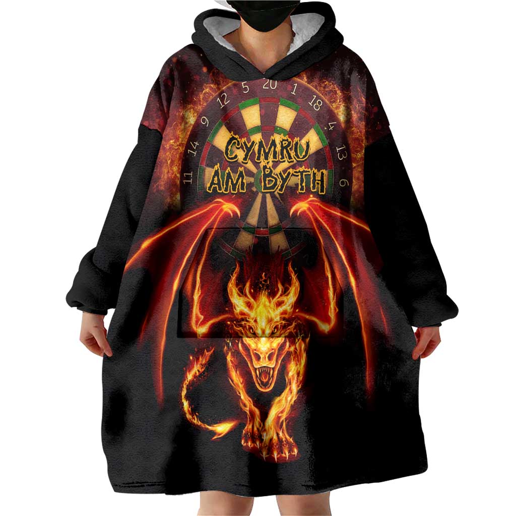Cymru Am Byth Wales Darts Wearable Blanket Hoodie Go Welsh Flame Style - Wonder Print Shop