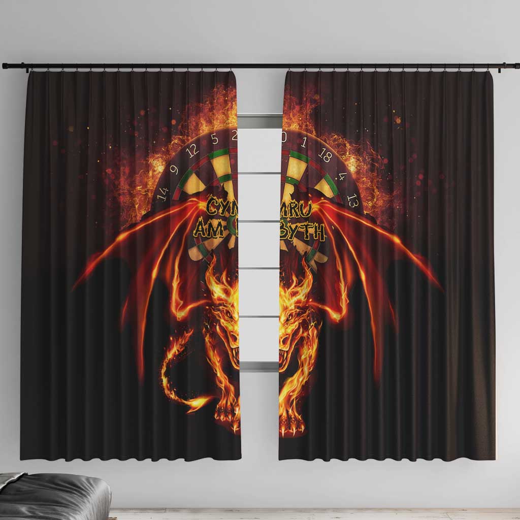 Cymru Am Byth Wales Darts Window Curtain Go Welsh Flame Style - Wonder Print Shop