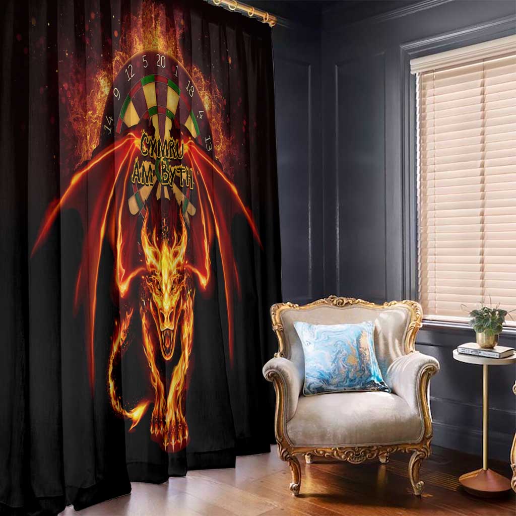 Cymru Am Byth Wales Darts Window Curtain Go Welsh Flame Style - Wonder Print Shop