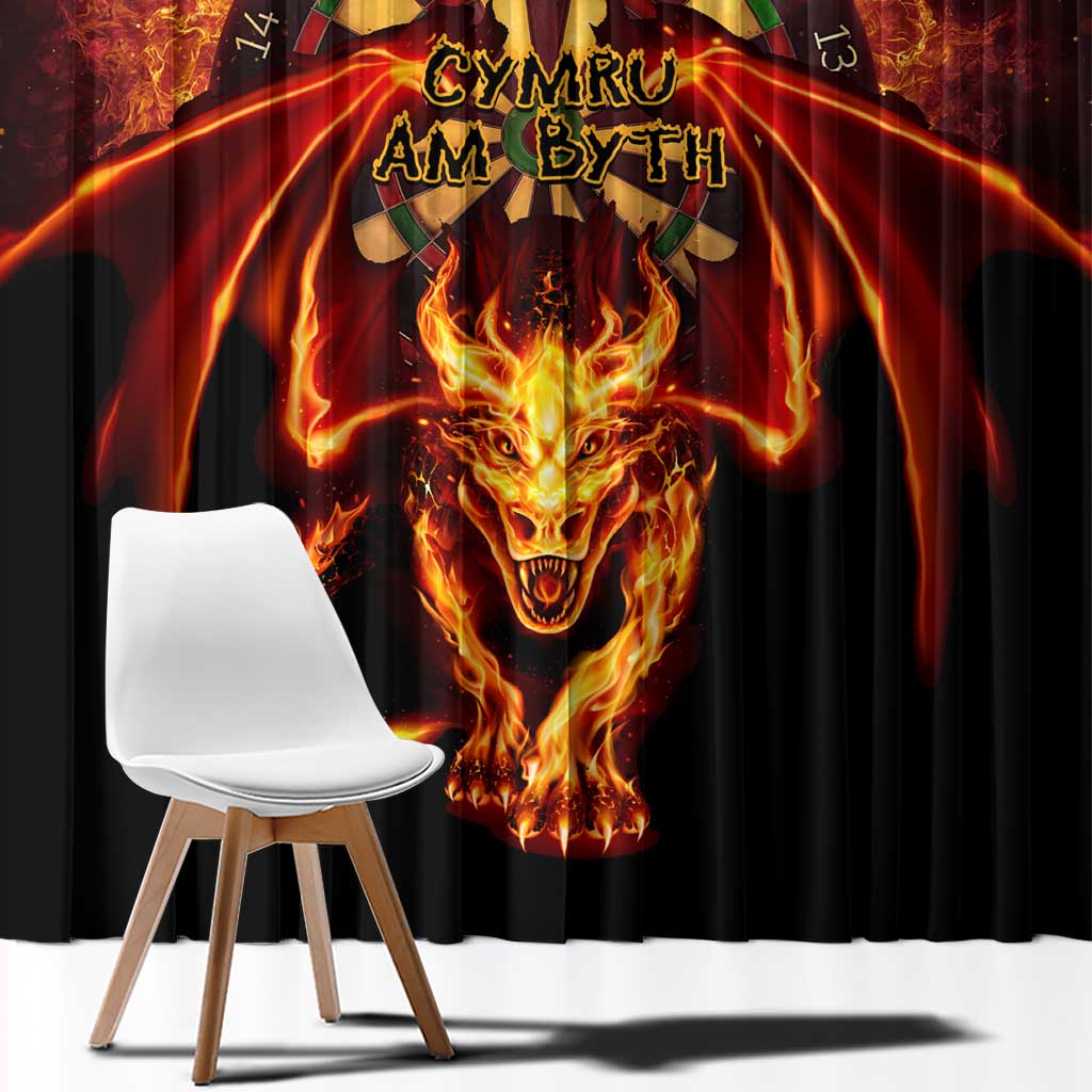 Cymru Am Byth Wales Darts Window Curtain Go Welsh Flame Style - Wonder Print Shop