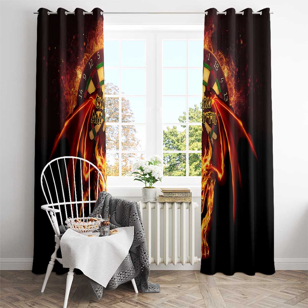Cymru Am Byth Wales Darts Window Curtain Go Welsh Flame Style - Wonder Print Shop