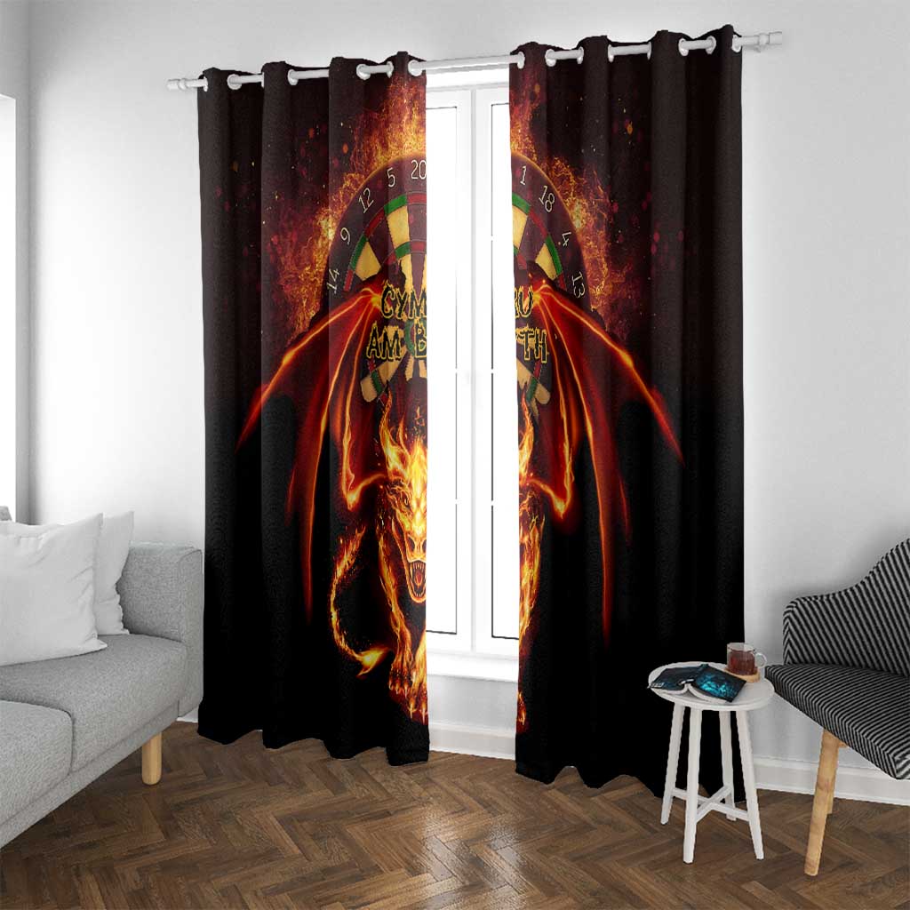 Cymru Am Byth Wales Darts Window Curtain Go Welsh Flame Style - Wonder Print Shop