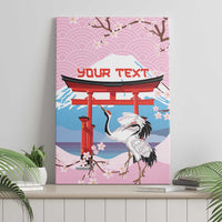 Japanese Torii Gate Cranes Personalised Canvas Wall Art Fuji Mount Sakura Seigaiha Pattern
