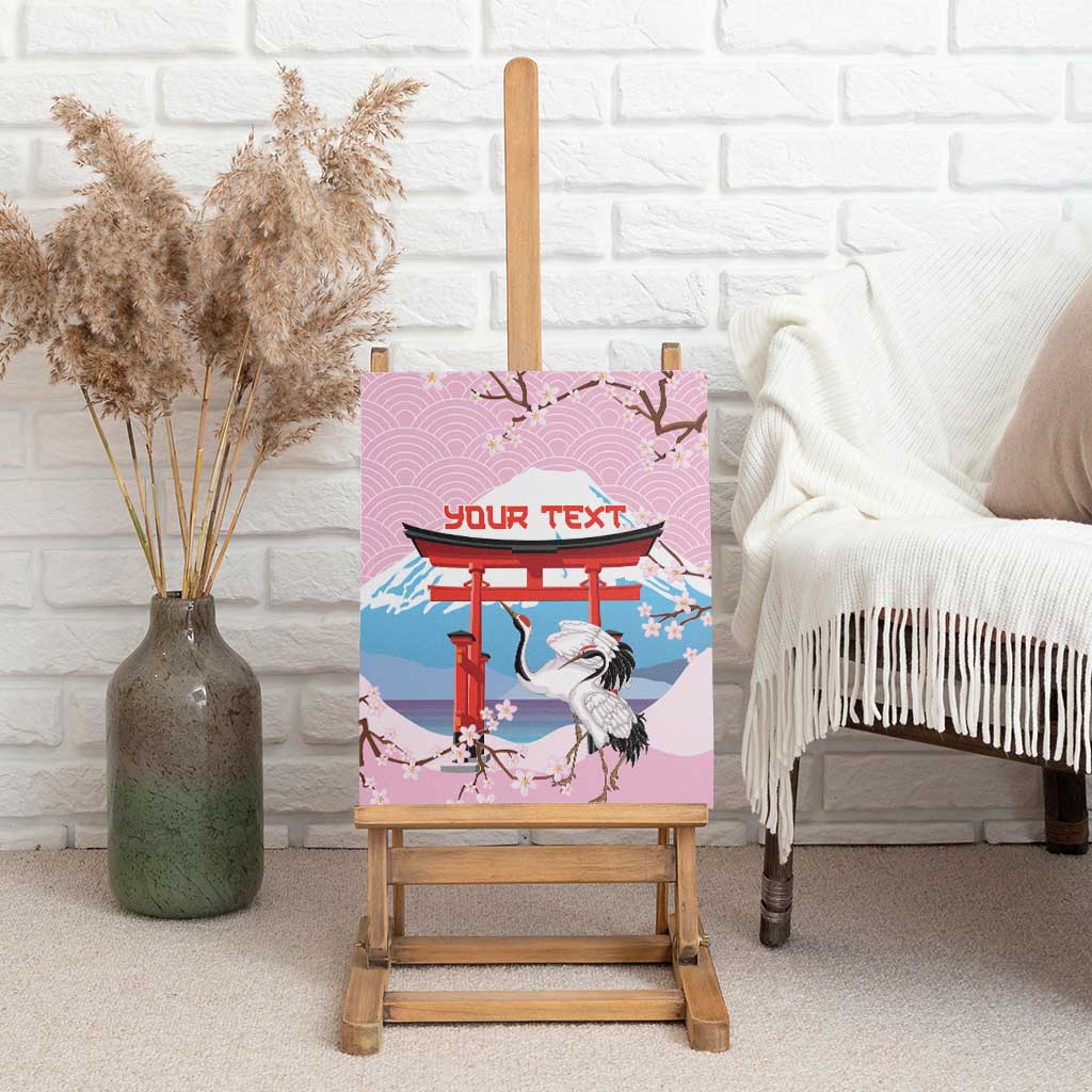 Japanese Torii Gate Cranes Personalised Canvas Wall Art Fuji Mount Sakura Seigaiha Pattern