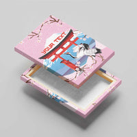 Japanese Torii Gate Cranes Personalised Canvas Wall Art Fuji Mount Sakura Seigaiha Pattern