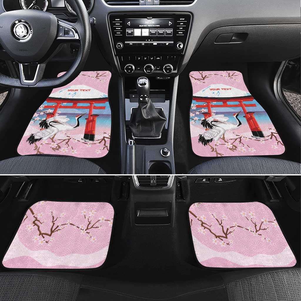 Japanese Torii Gate Cranes Personalised Car Mats Fuji Mount Sakura Seigaiha Pattern