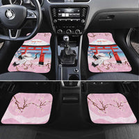 Japanese Torii Gate Cranes Personalised Car Mats Fuji Mount Sakura Seigaiha Pattern