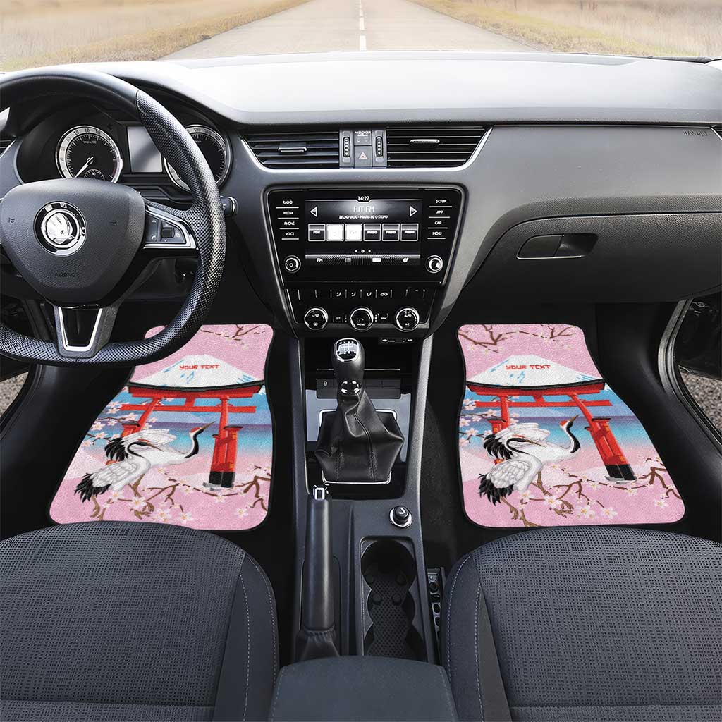 Japanese Torii Gate Cranes Personalised Car Mats Fuji Mount Sakura Seigaiha Pattern