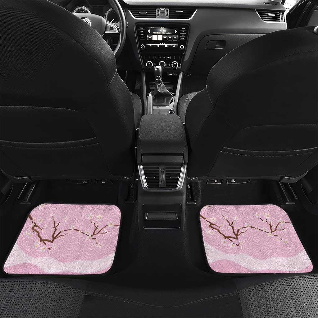 Japanese Torii Gate Cranes Personalised Car Mats Fuji Mount Sakura Seigaiha Pattern