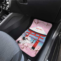Japanese Torii Gate Cranes Personalised Car Mats Fuji Mount Sakura Seigaiha Pattern
