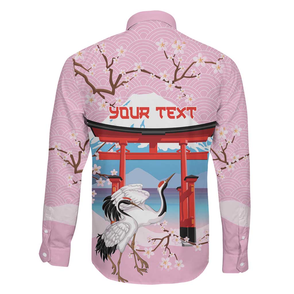 Japanese Torii Gate Cranes Personalised Family Matching Mermaid Dress and Hawaiian Shirt Fuji Mount Sakura Seigaiha Pattern