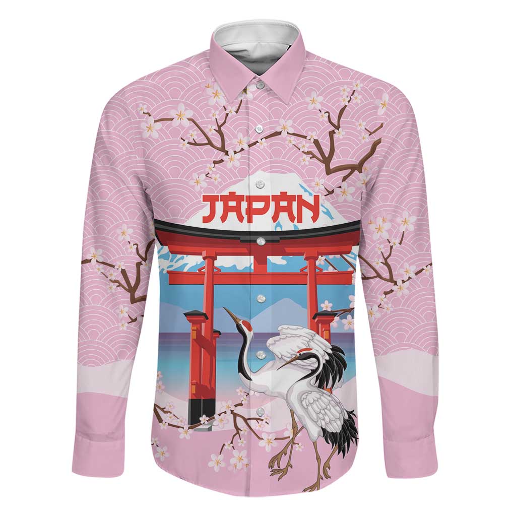 Japanese Torii Gate Cranes Personalised Family Matching Off Shoulder Maxi Dress and Hawaiian Shirt Fuji Mount Sakura Seigaiha Pattern