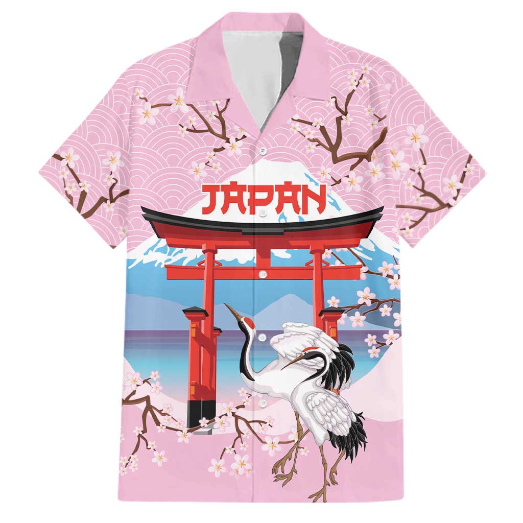 Japanese Torii Gate Cranes Personalised Family Matching Puletasi and Hawaiian Shirt Fuji Mount Sakura Seigaiha Pattern