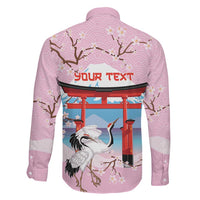 Japanese Torii Gate Cranes Personalised Family Matching Summer Maxi Dress and Hawaiian Shirt Fuji Mount Sakura Seigaiha Pattern