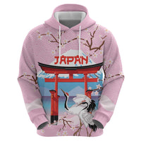 Japanese Torii Gate Cranes Personalised Hoodie Fuji Mount Sakura Seigaiha Pattern