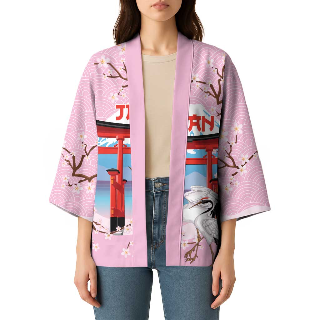 Japanese Torii Gate Cranes Personalised Kimono Fuji Mount Sakura Seigaiha Pattern