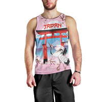Japanese Torii Gate Cranes Personalised Men Tank Top Fuji Mount Sakura Seigaiha Pattern