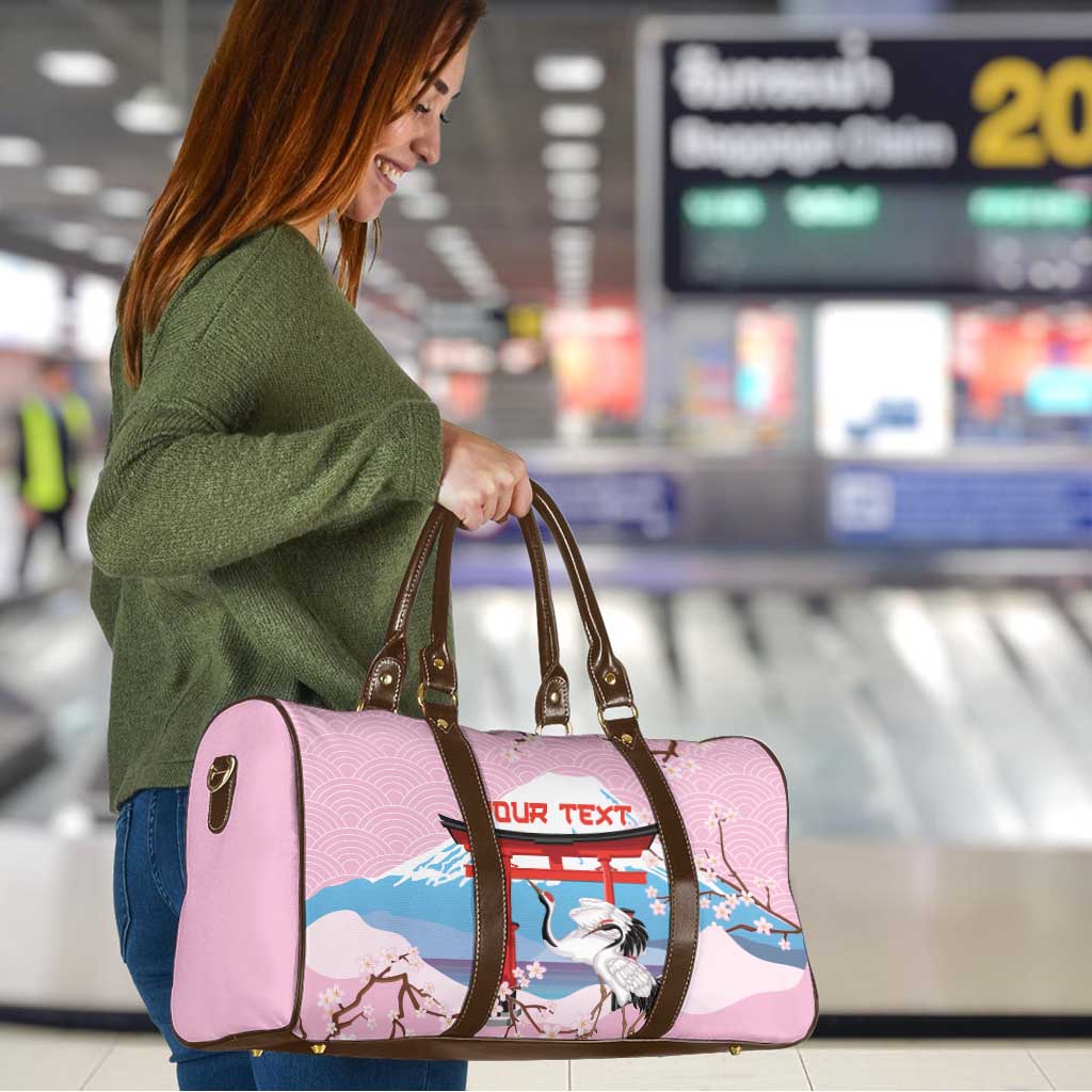 Japanese Torii Gate Cranes Personalised Travel Bag Fuji Mount Sakura Seigaiha Pattern