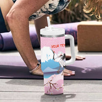 Japanese Torii Gate Cranes Personalised Tumbler With Handle Fuji Mount Sakura Seigaiha Pattern