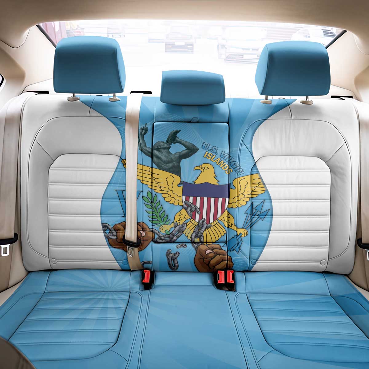 US Virgin Islands Back Car Seat Cover Emancipation Proud Freedom Statue