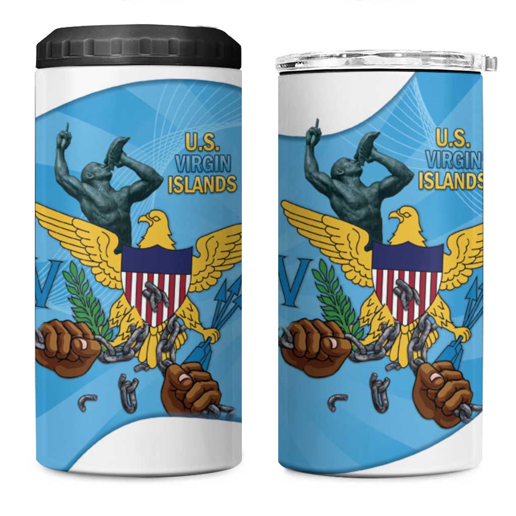 US Virgin Islands 4 in 1 Can Cooler Tumbler Emancipation Proud Freedom Statue