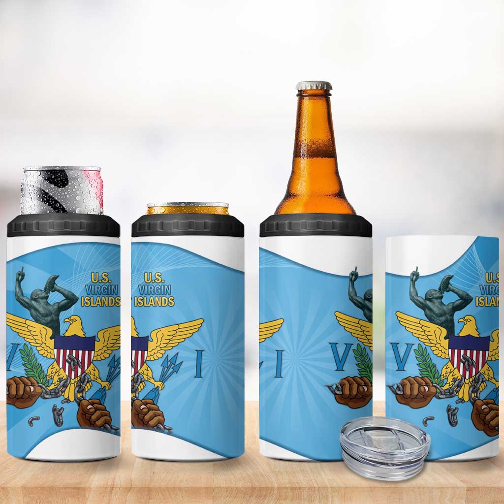 US Virgin Islands 4 in 1 Can Cooler Tumbler Emancipation Proud Freedom Statue