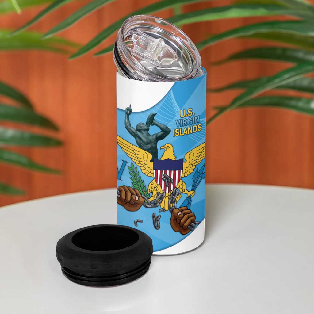 US Virgin Islands 4 in 1 Can Cooler Tumbler Emancipation Proud Freedom Statue