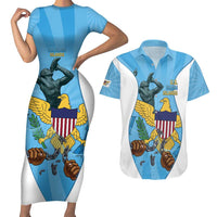 US Virgin Islands Couples Matching Short Sleeve Bodycon Dress and Hawaiian Shirt Emancipation Proud Freedom Statue