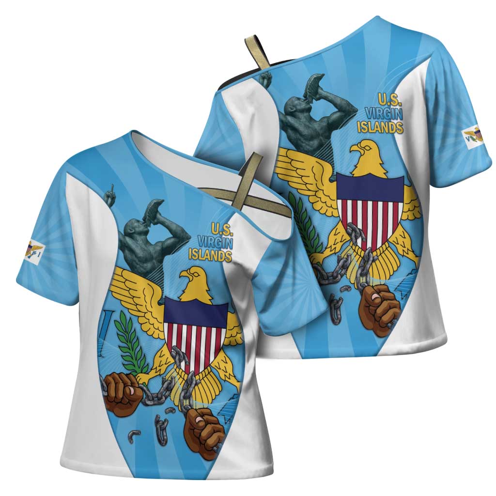 US Virgin Islands Cross Shoulder Shirt Emancipation Proud Freedom Statue