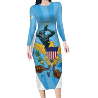 US Virgin Islands Family Matching Long Sleeve Bodycon Dress and Hawaiian Shirt Emancipation Proud Freedom Statue