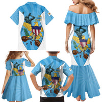 US Virgin Islands Family Matching Mermaid Dress and Hawaiian Shirt Emancipation Proud Freedom Statue