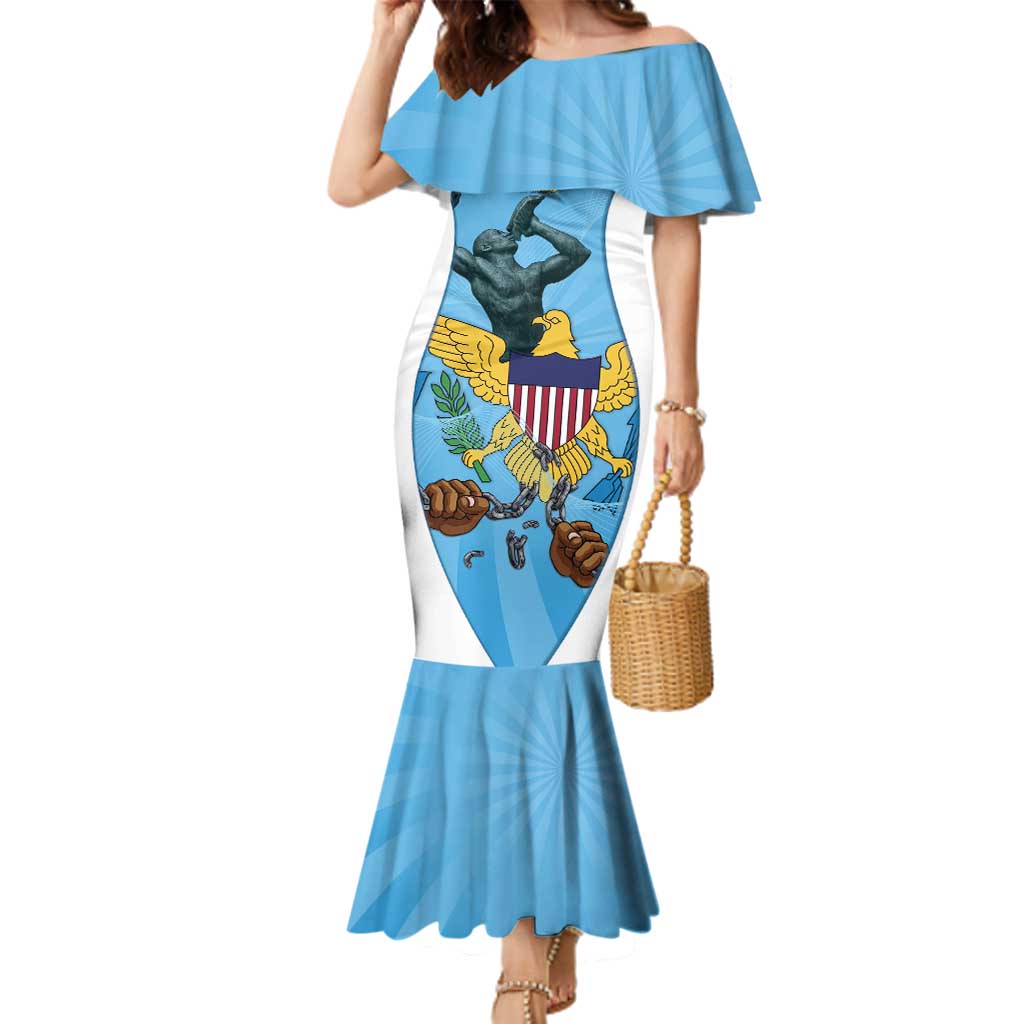 US Virgin Islands Family Matching Mermaid Dress and Hawaiian Shirt Emancipation Proud Freedom Statue