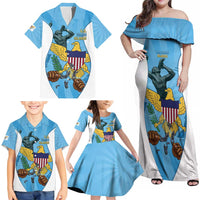 US Virgin Islands Family Matching Off Shoulder Maxi Dress and Hawaiian Shirt Emancipation Proud Freedom Statue