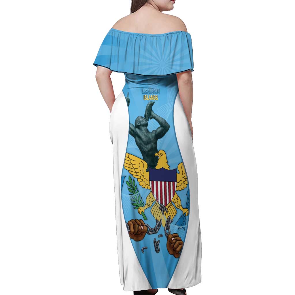 US Virgin Islands Family Matching Off Shoulder Maxi Dress and Hawaiian Shirt Emancipation Proud Freedom Statue