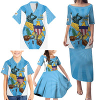 US Virgin Islands Family Matching Puletasi and Hawaiian Shirt Emancipation Proud Freedom Statue